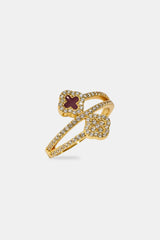 Iced and Burgundy Enamel Motif Twist Ring - 15mm