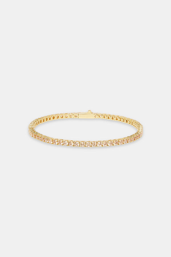 Champagne Tennis Bracelet  - 3mm - Gold