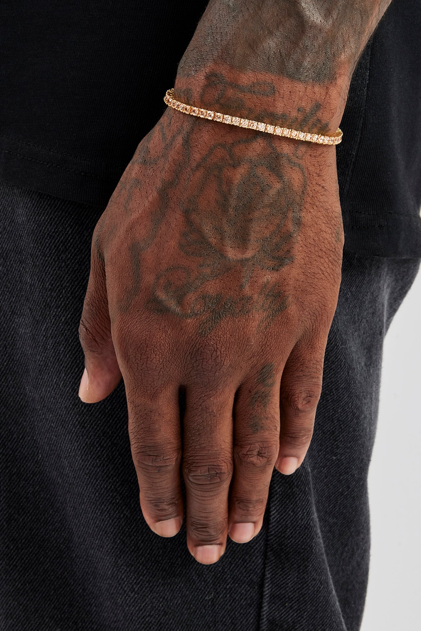 Champagne Tennis Bracelet  - 3mm - Gold