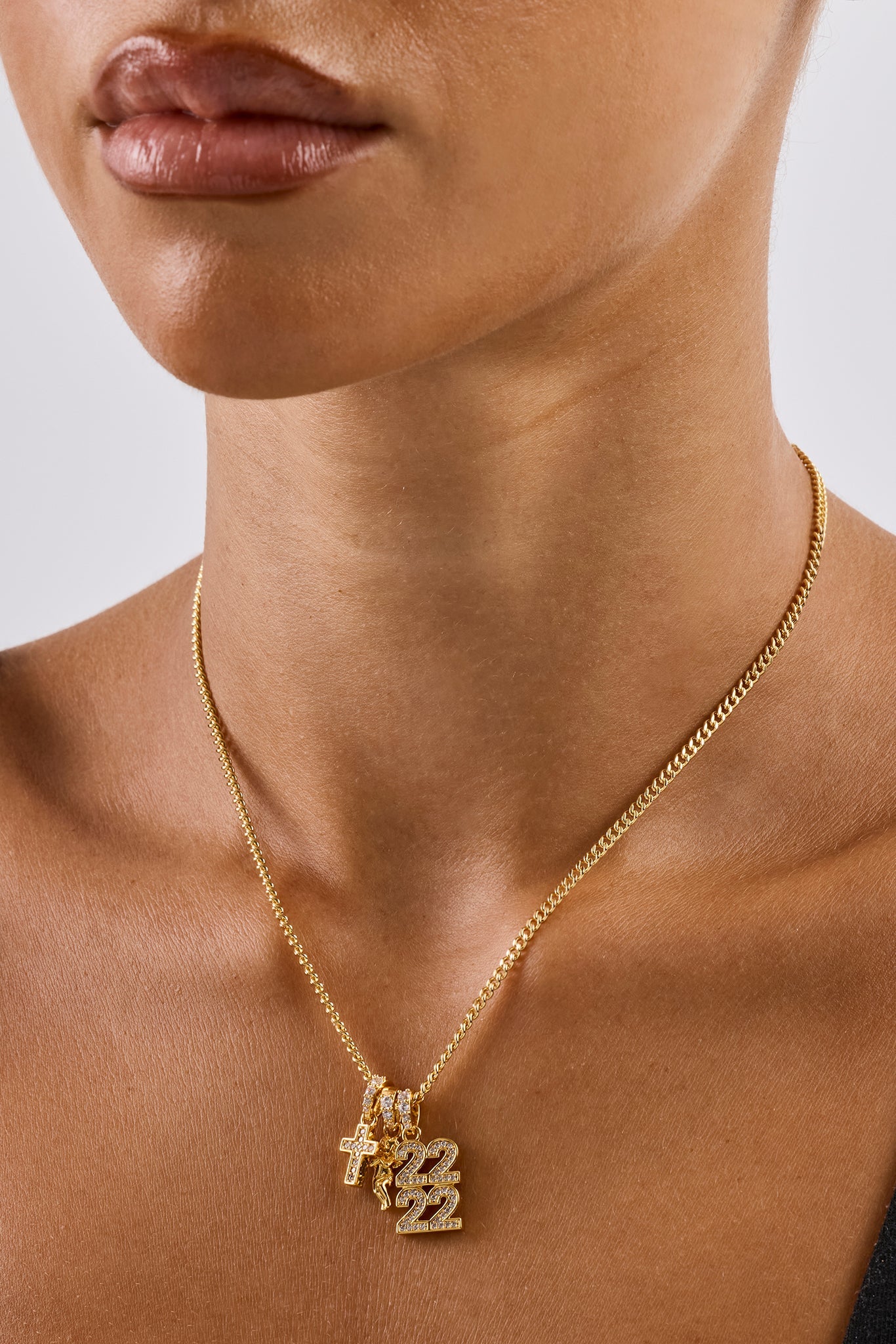 Cherub Triple Motif Necklace - 12mm - Gold