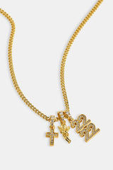 Cherub Triple Motif Necklace - 12mm - Gold