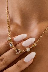 Chocolate Heart Multi Gemstone Necklace - 6mm