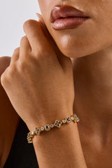 Chocolate Motif Mixed Stone Bracelet - 8mm - Gold