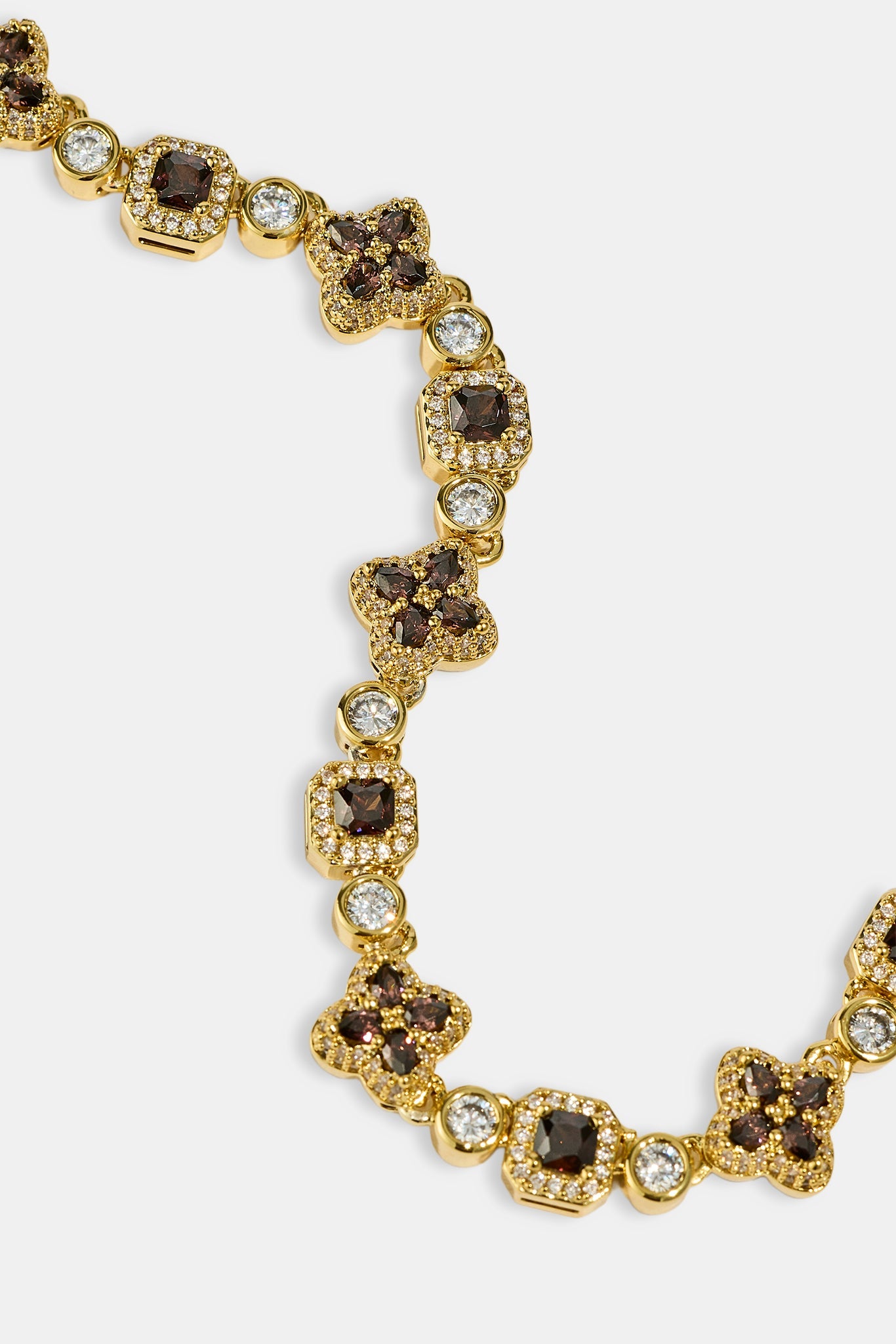 Chocolate Motif Mixed Stone Chain - 8mm - Gold