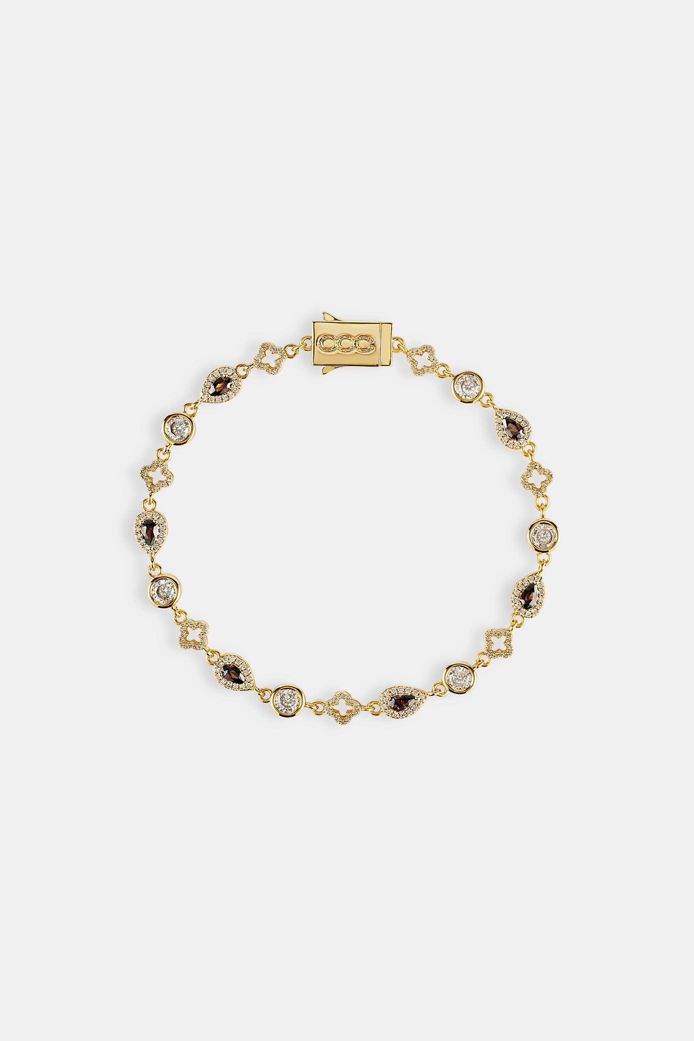 Chocolate Motif & Gemstone Bracelet - 6mm - Gold