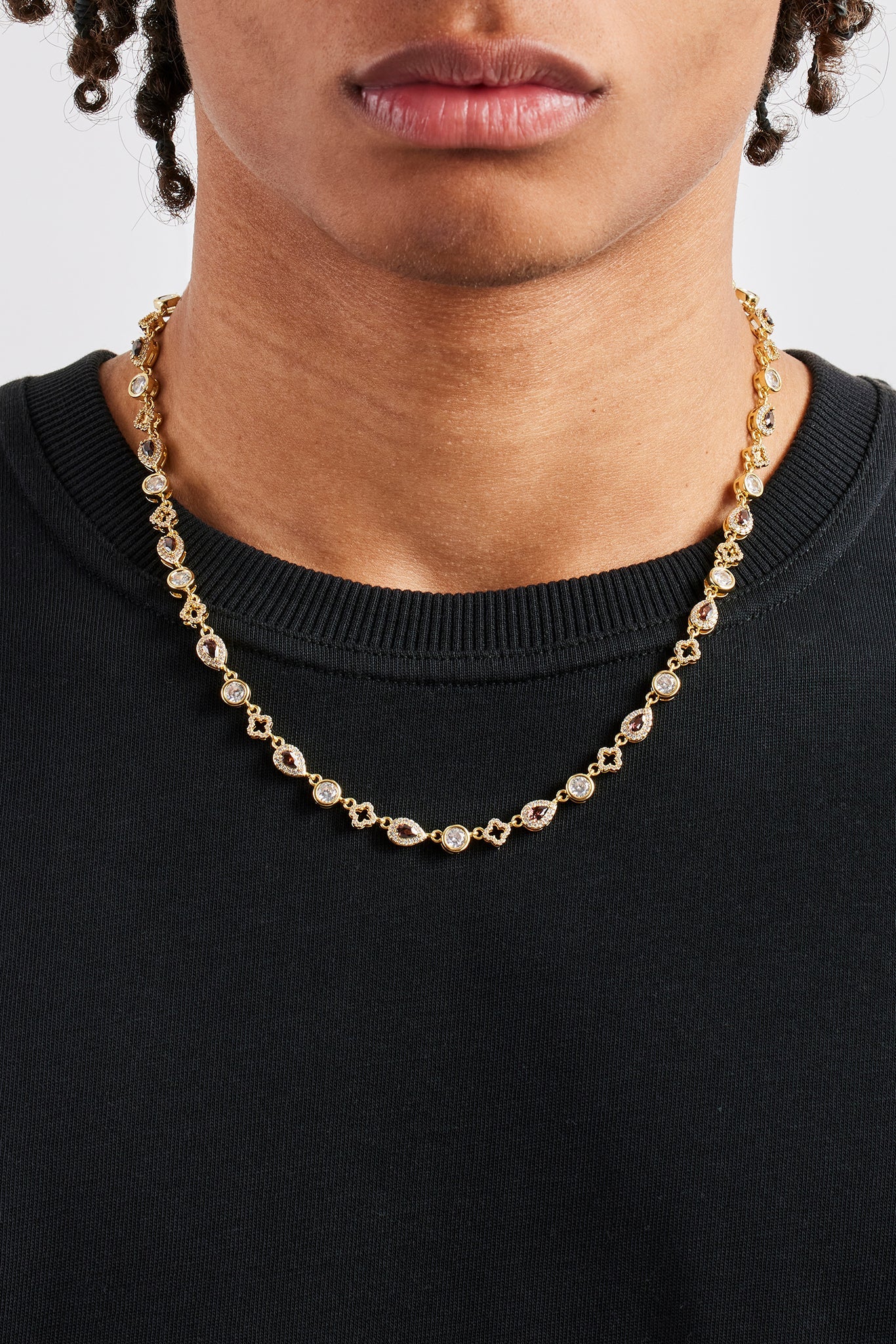 Chocolate Motif & Gemstone Chain - 6mm - Gold