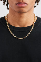 Chocolate Motif & Gemstone Chain - 6mm - Gold