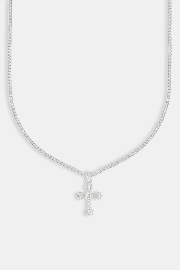 Textured Cross Cuban Necklace - 25mm