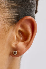 Chocolate Heart Gemstone Stud Earrings - 8mm