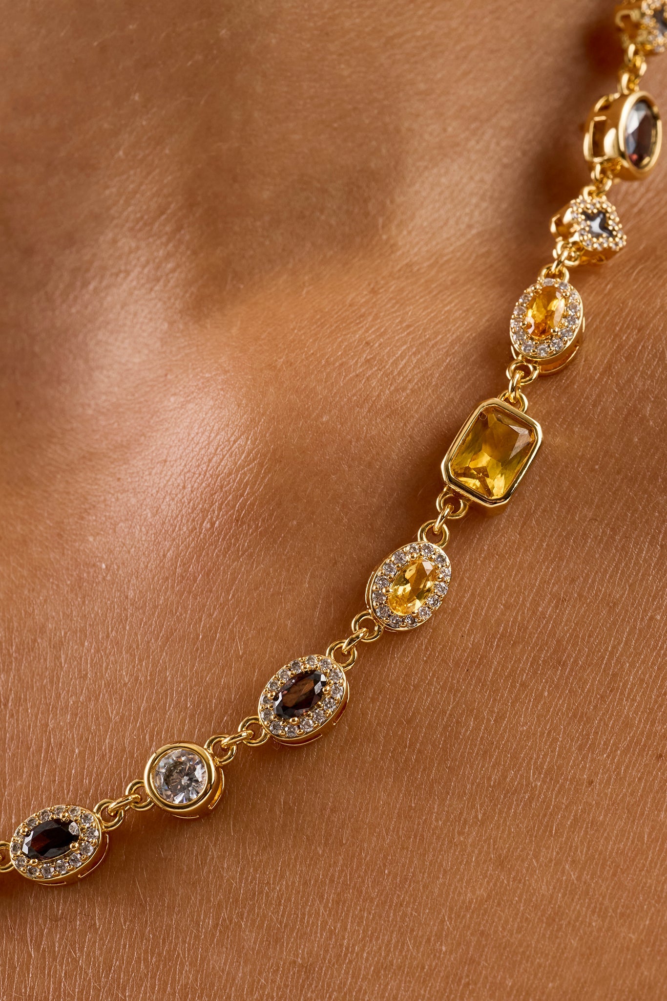 Chocolate Motif Multi Gemstone Chain - 6mm