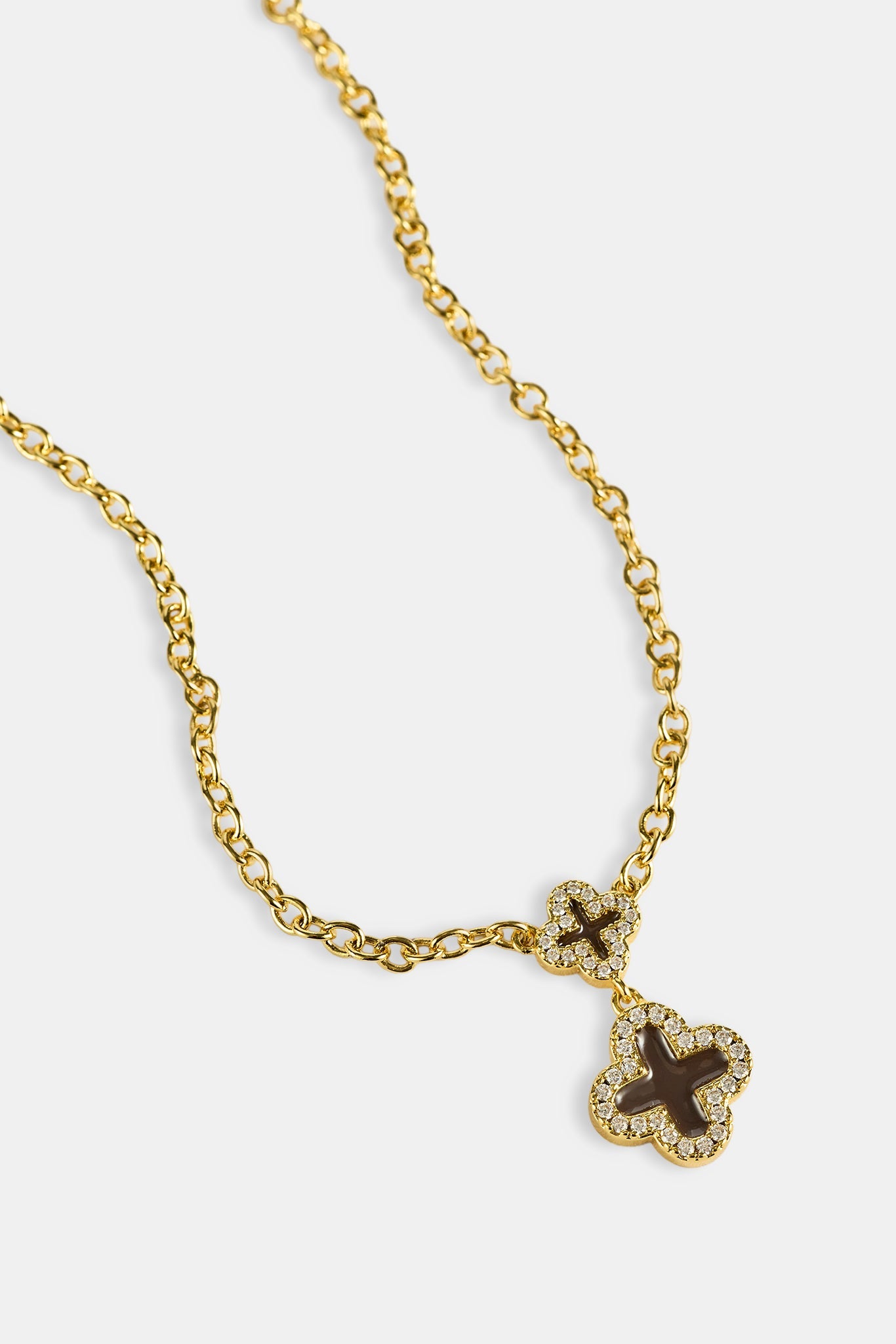 Chocolate Double Motif Necklace - 10mm