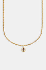 Iced Chocolate Enamel Cross Motif Cuban Necklace - 10mm