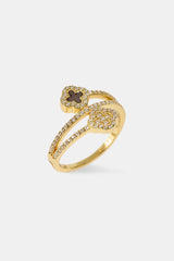 Iced and Chocolate Enamel Motif Twist Ring - 15mm