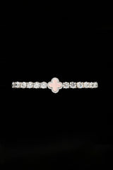 Iced Pink Motif Charm Tennis Bracelet - White 5mm & Medium Premium Gift Box