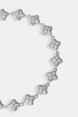 Clear Baguette Motif Bracelet - 8mm - White