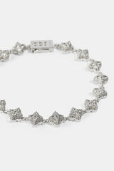Clear Baguette Motif Bracelet - 8mm - White