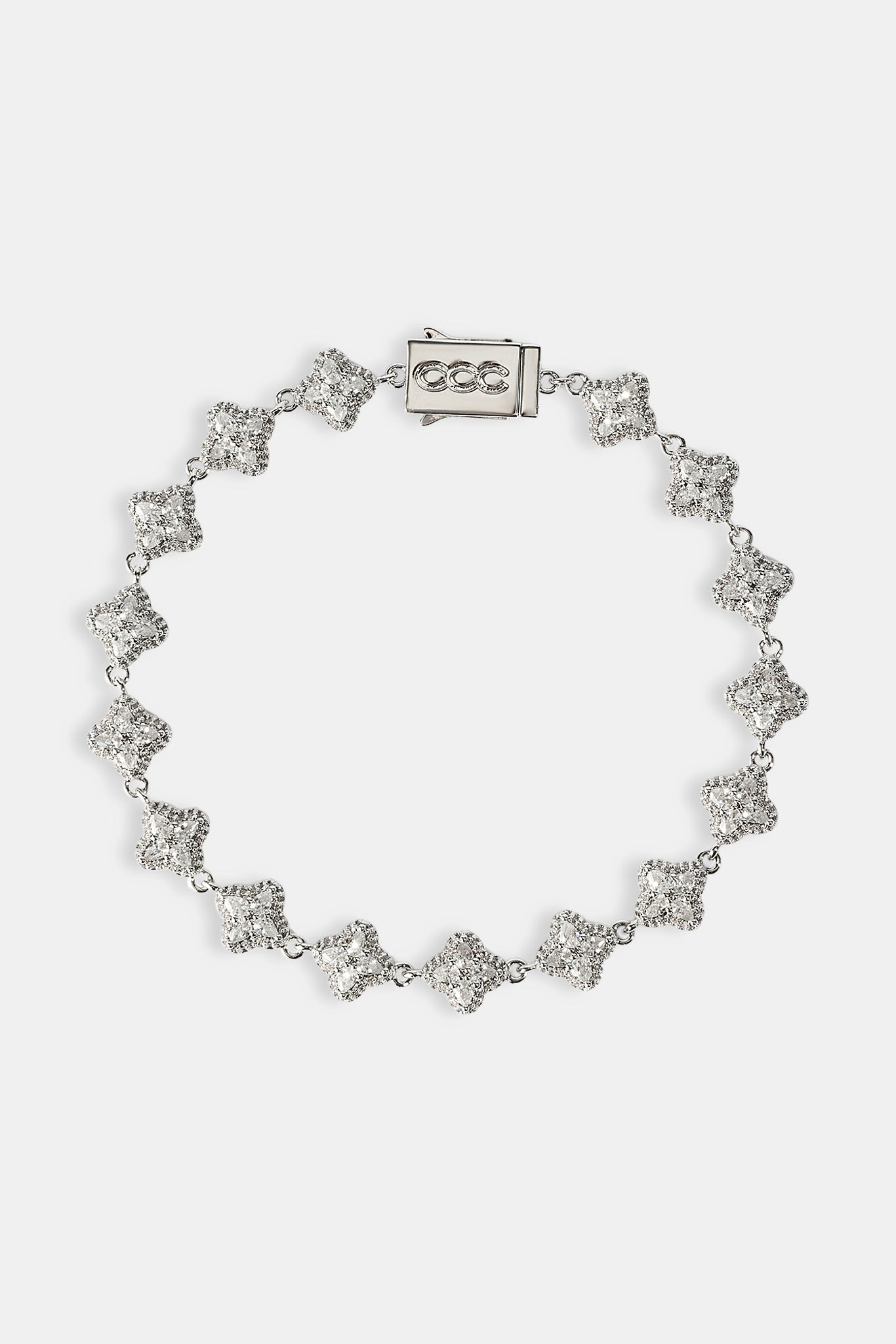 Clear Baguette Motif Bracelet - 8mm - White