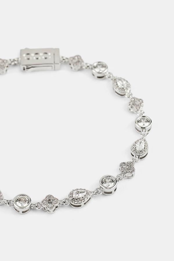 Motif & Clear Gemstone Bracelet - 6mm