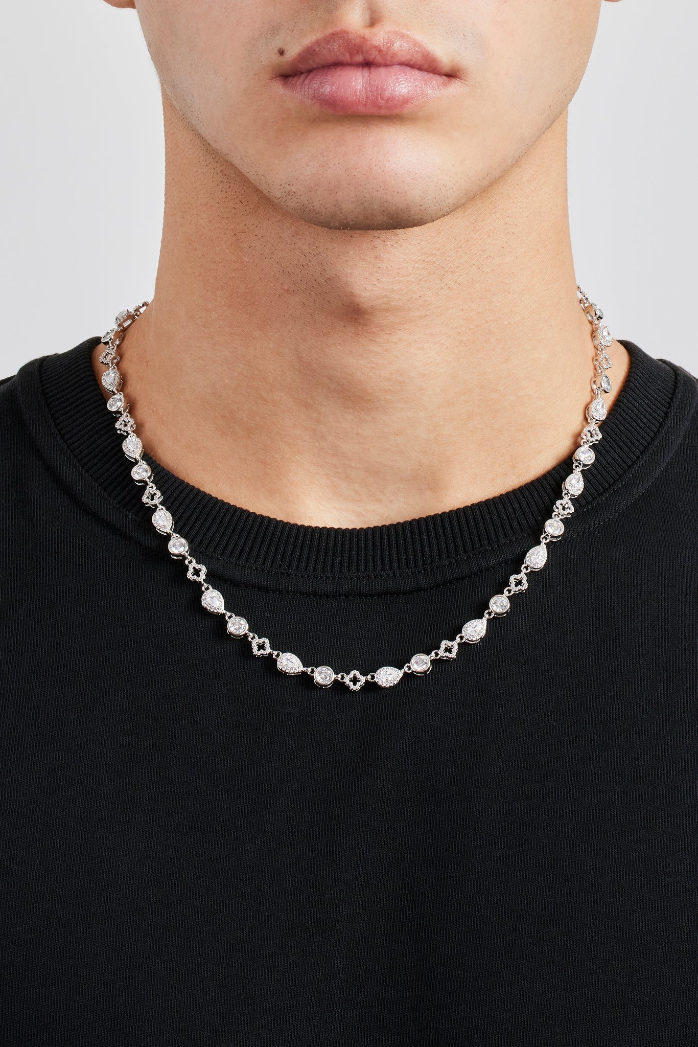 Motif & Clear Gemstone Chain - 6mm