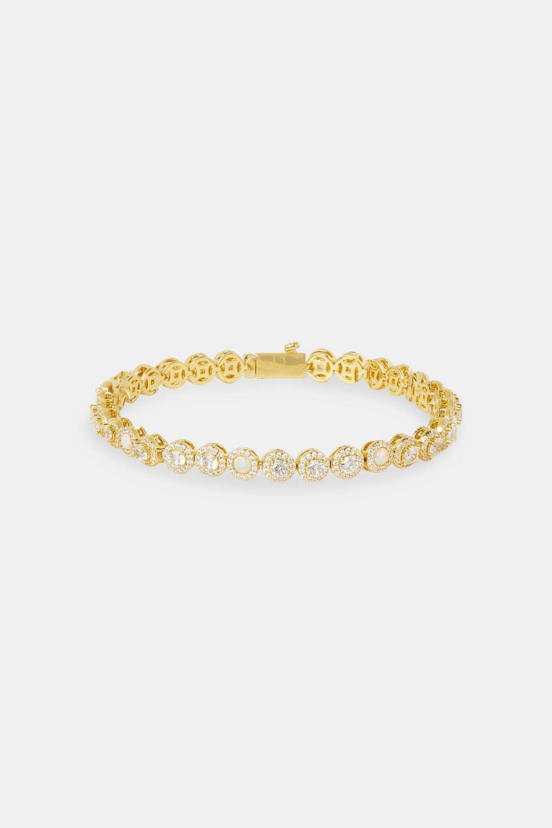 Clear CZ & Opal Bracelet - 6mm - Gold