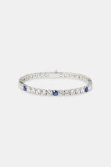 Clear & Dark Blue Round Stone Tennis Bracelet - 5mm