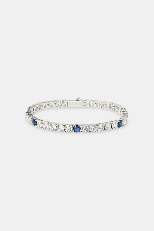 Clear & Dark Blue Round Stone Tennis Bracelet - 5mm