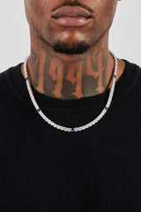 Clear & Dark Blue Round Stone Tennis Chain - 5mm