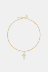 30mm White Cross Necklace - Gold