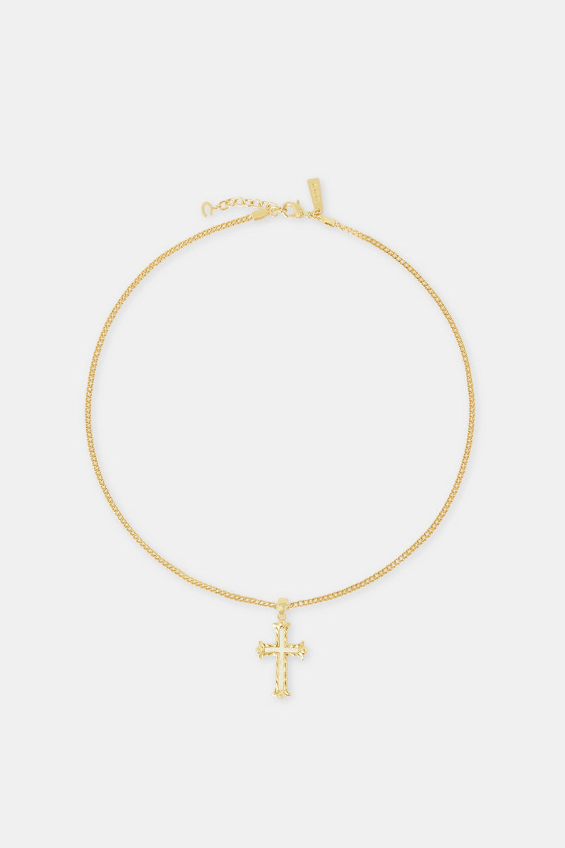 30mm White Cross Necklace - Gold