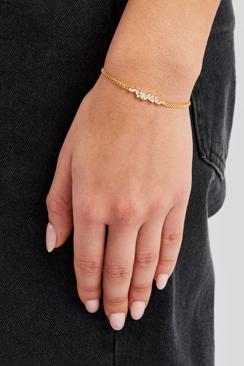 Cluster Oval CZ Bracelet - 5mm - Gold