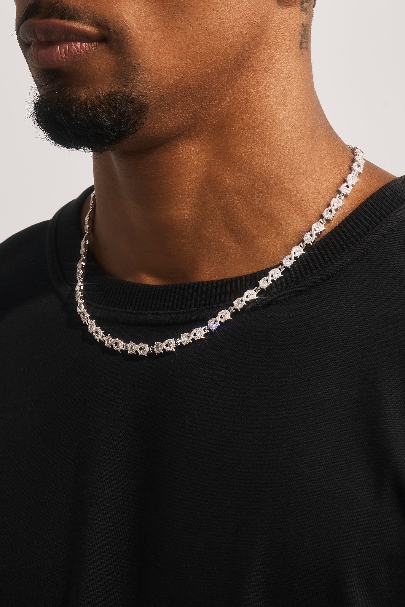 Iced Cluster Infinity Chain - 6mm - White