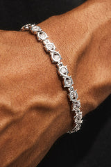 Clear CZ Infinity Link Polished Bracelet - 6mm - White