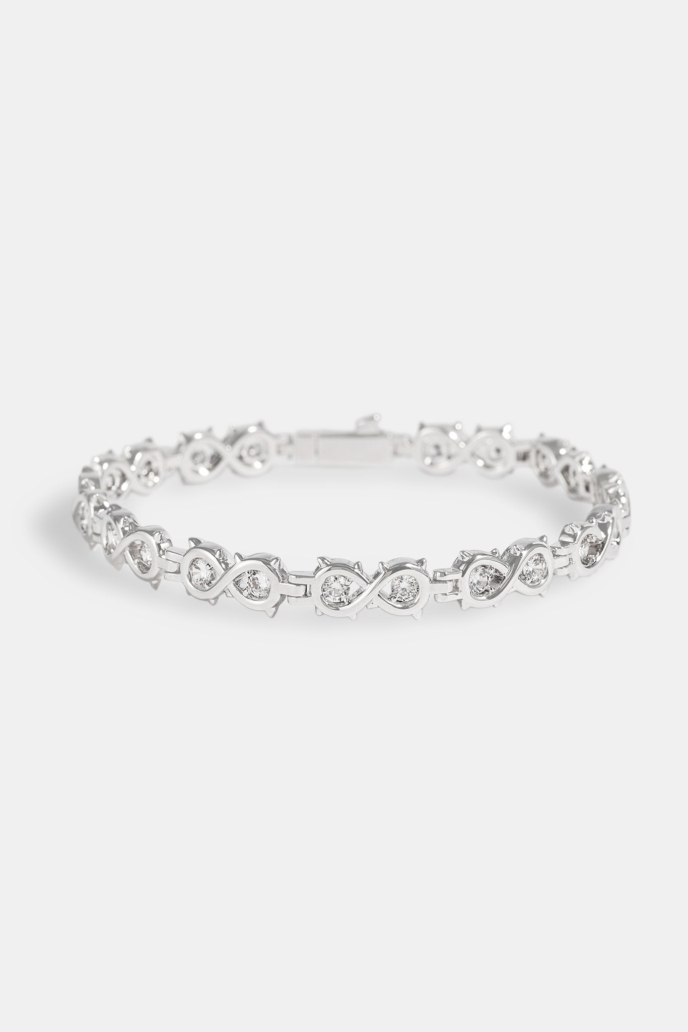 Clear CZ Infinity Link Polished Bracelet - 6mm - White