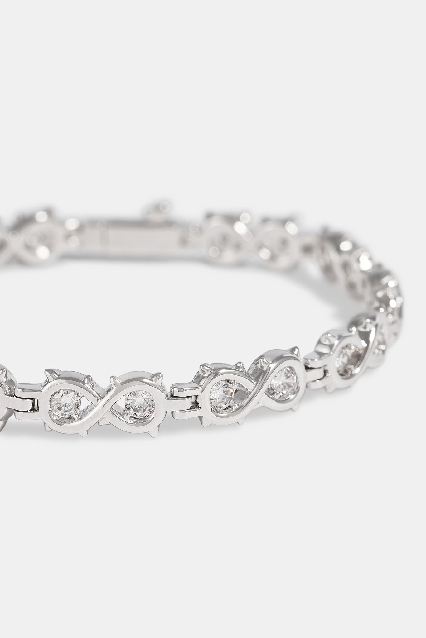 Clear CZ Infinity Link Polished Bracelet - 6mm - White