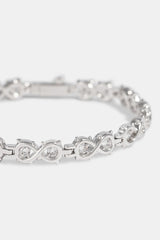 Clear CZ Infinity Link Polished Bracelet - 6mm - White