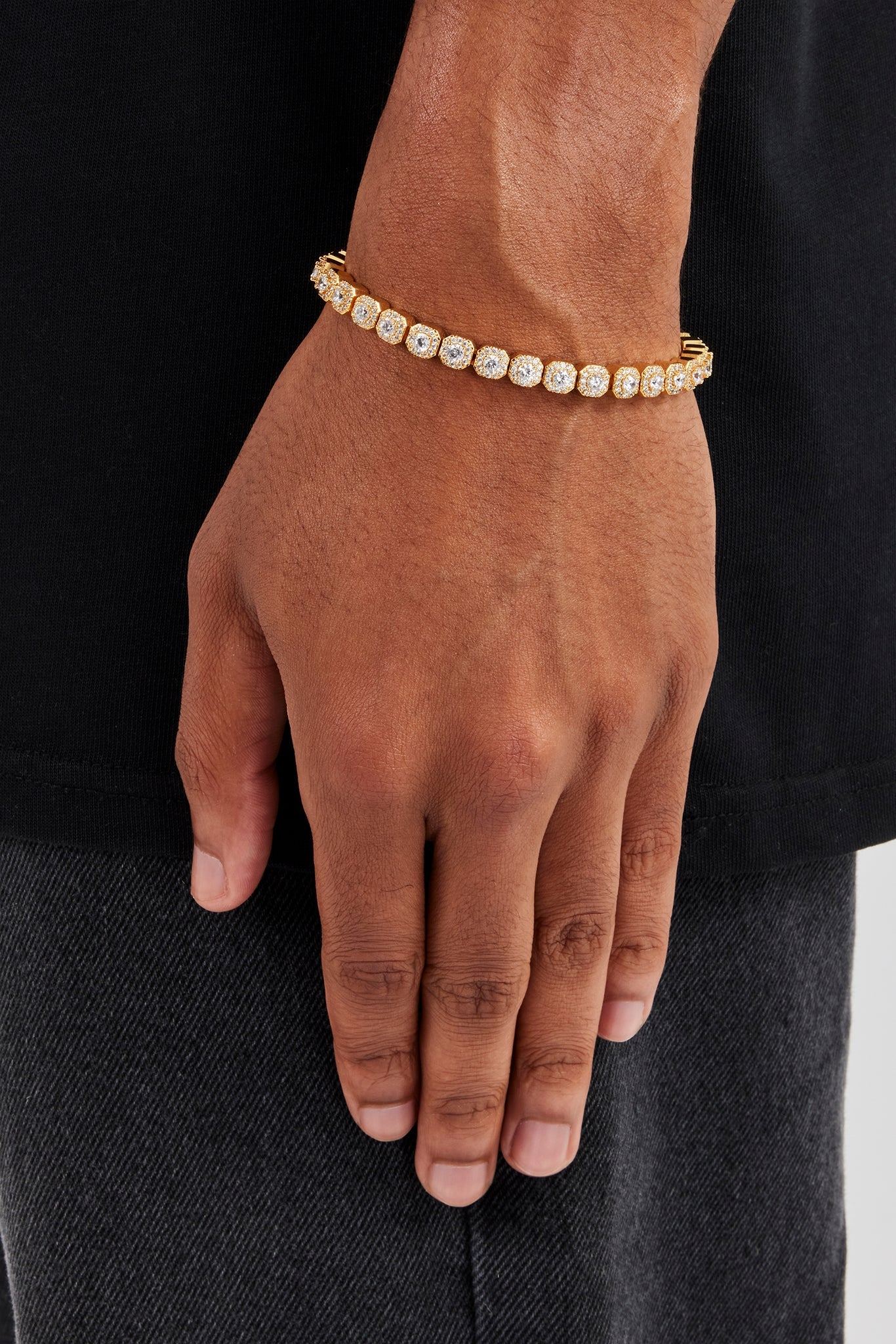 Clustered Tennis Bracelet - 5mm - Gold