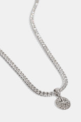 Micro Compass Tennis Necklace - 12mm - White
