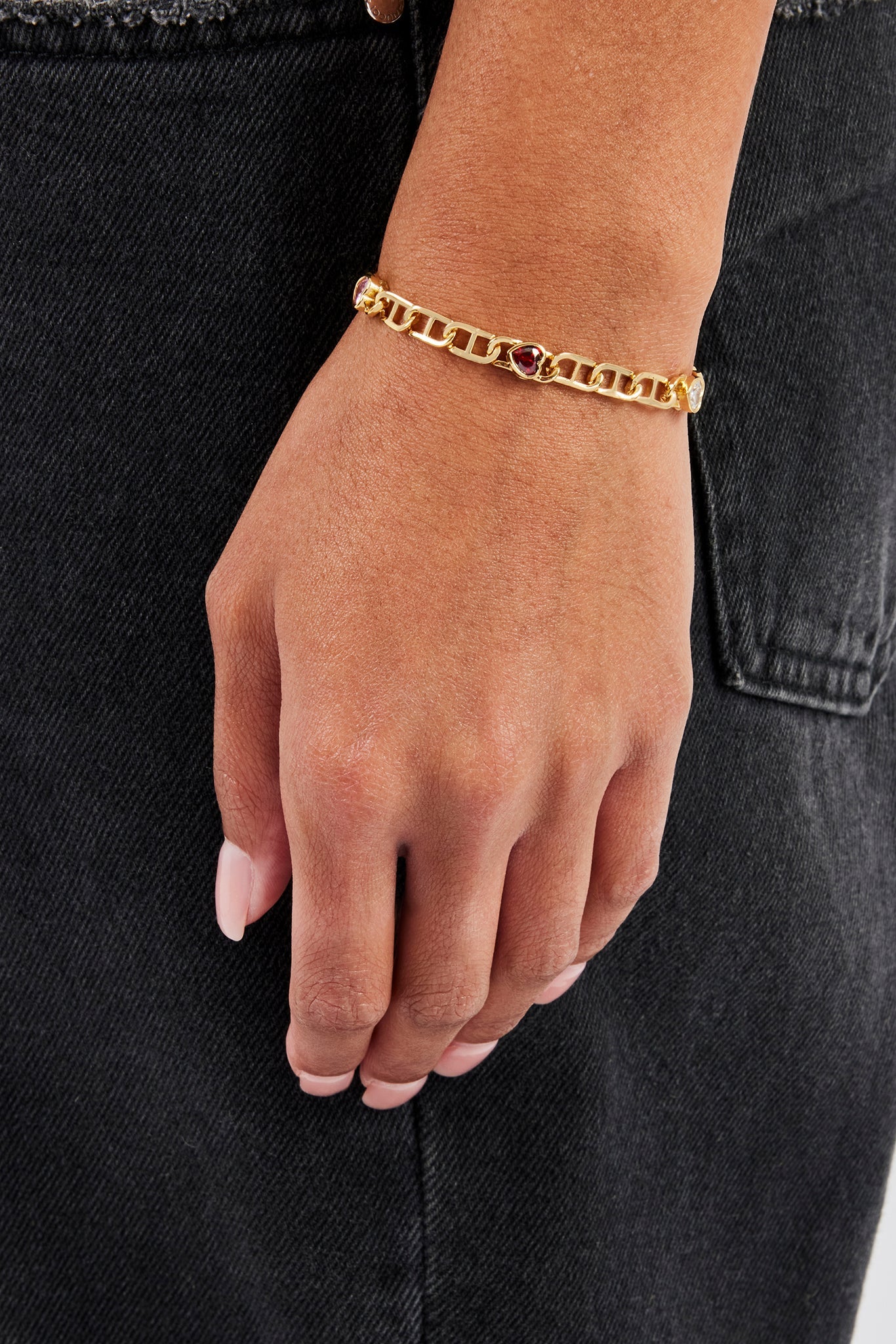 Iced Gemstone Link Bracelet - 6mm