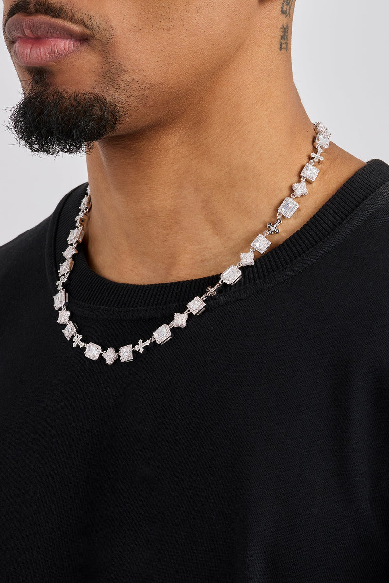 Clear Motif & Cross Gemstone Chain - 8mm - White | Mens Chains | Shop ...