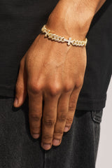 Cross Iced Cuban Bracelet - 8mm - Gold