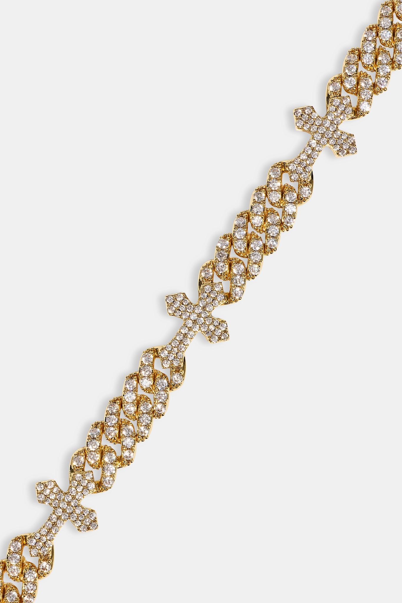 Cross Iced Cuban Bracelet - 8mm - Gold