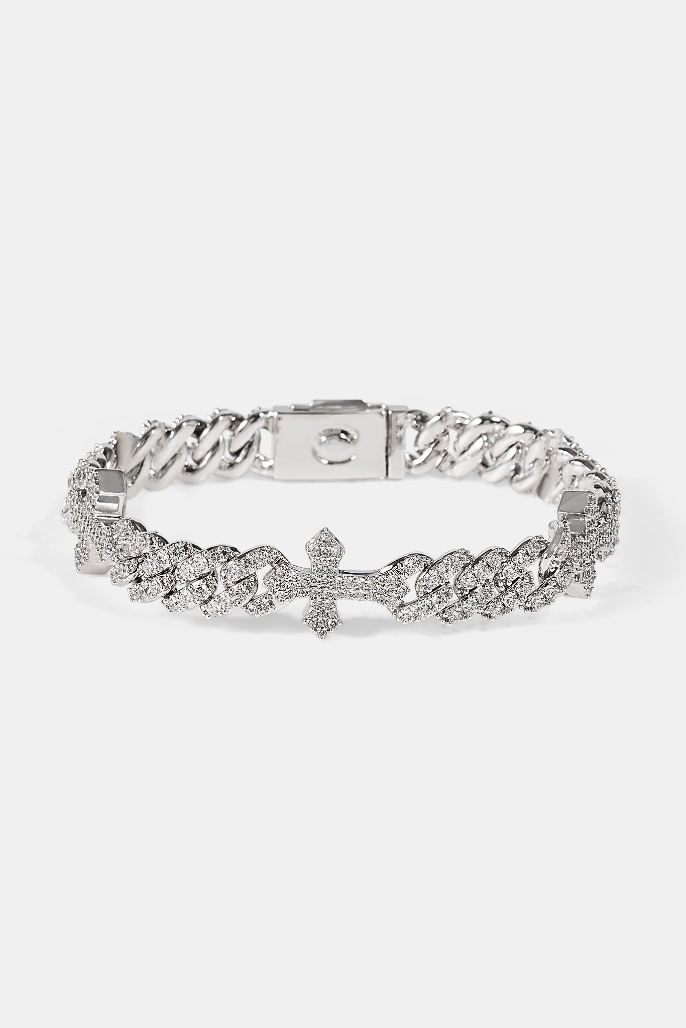 Cross Iced Cuban Bracelet - 8mm