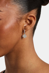 Iced Cross Motif Drop Earrings