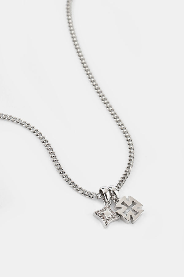 Polished Star & Cross Necklace - 10mm