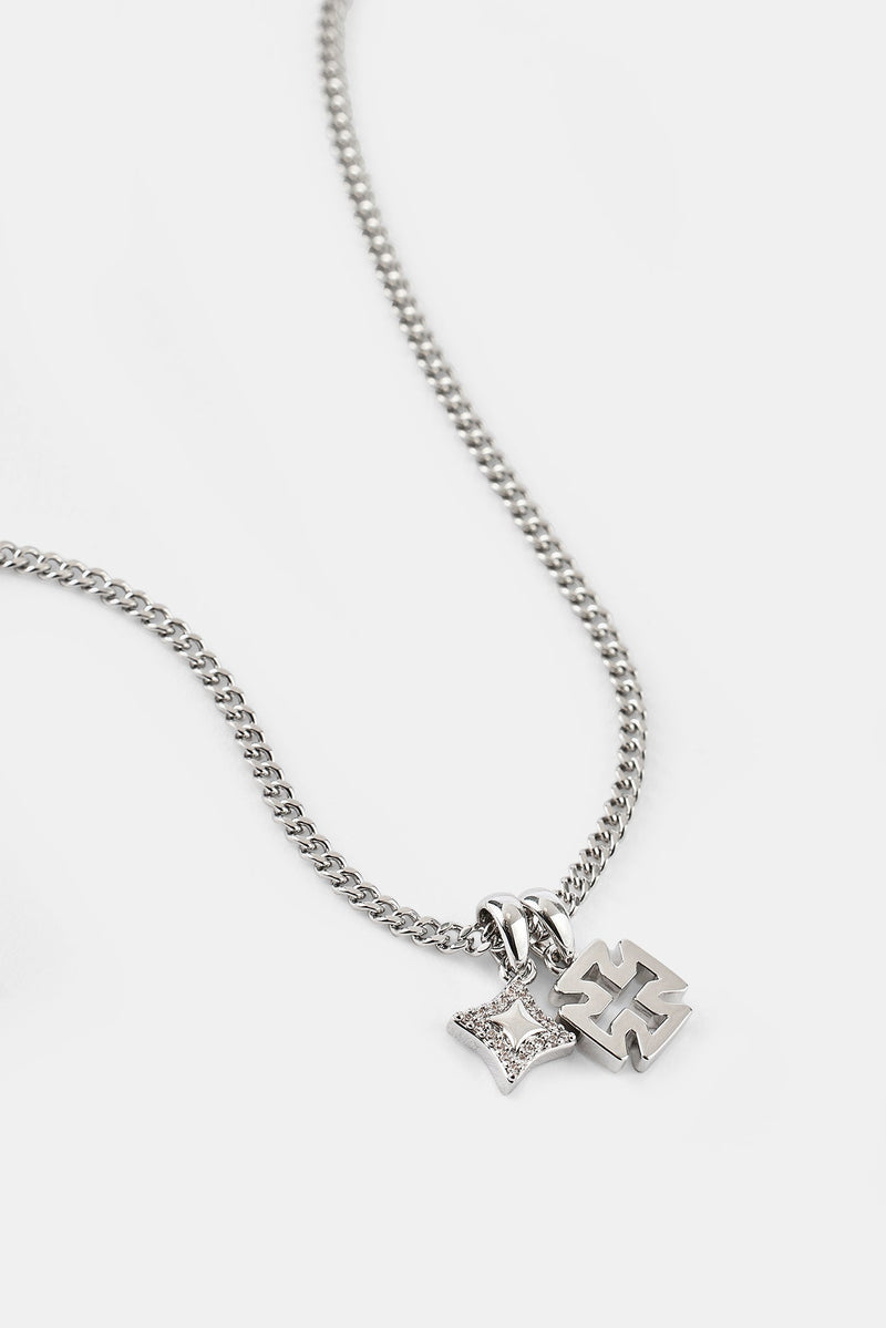 Polished Star & Cross Necklace - 10mm