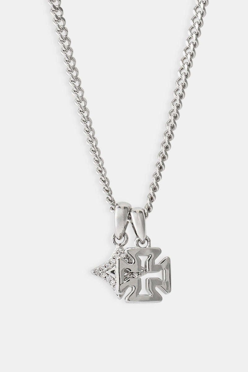 Polished Star & Cross Necklace - 10mm