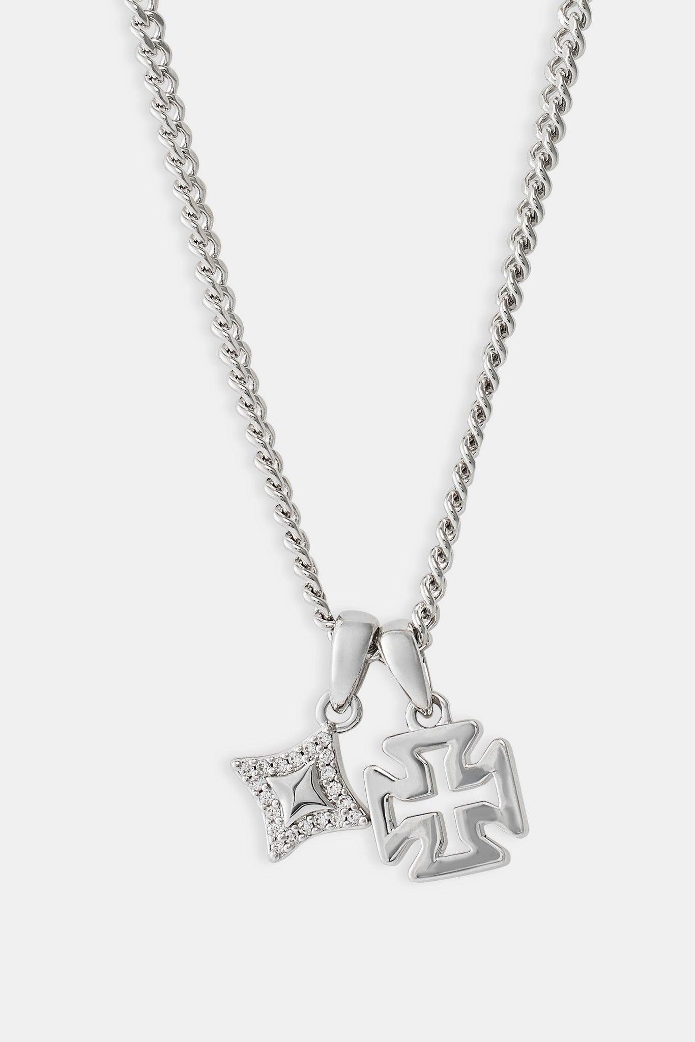 Polished Star & Cross Necklace - 10mm