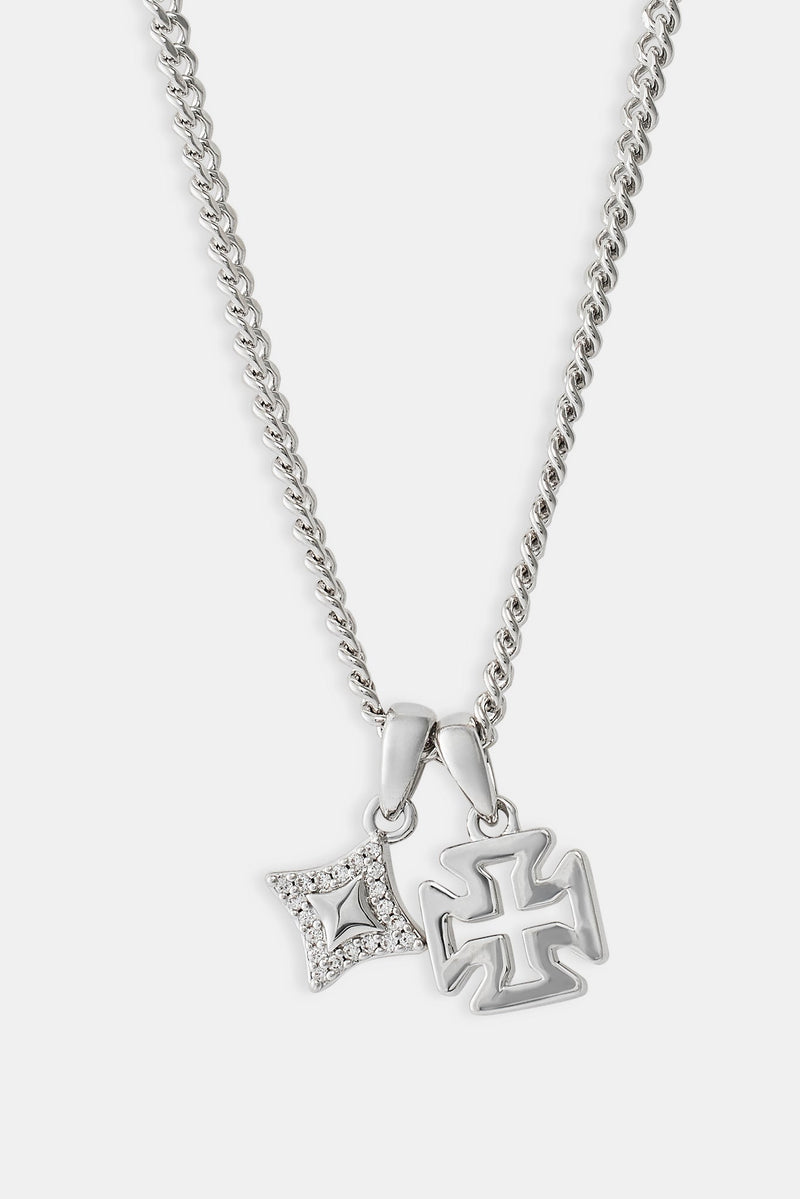 Polished Star & Cross Necklace - 10mm