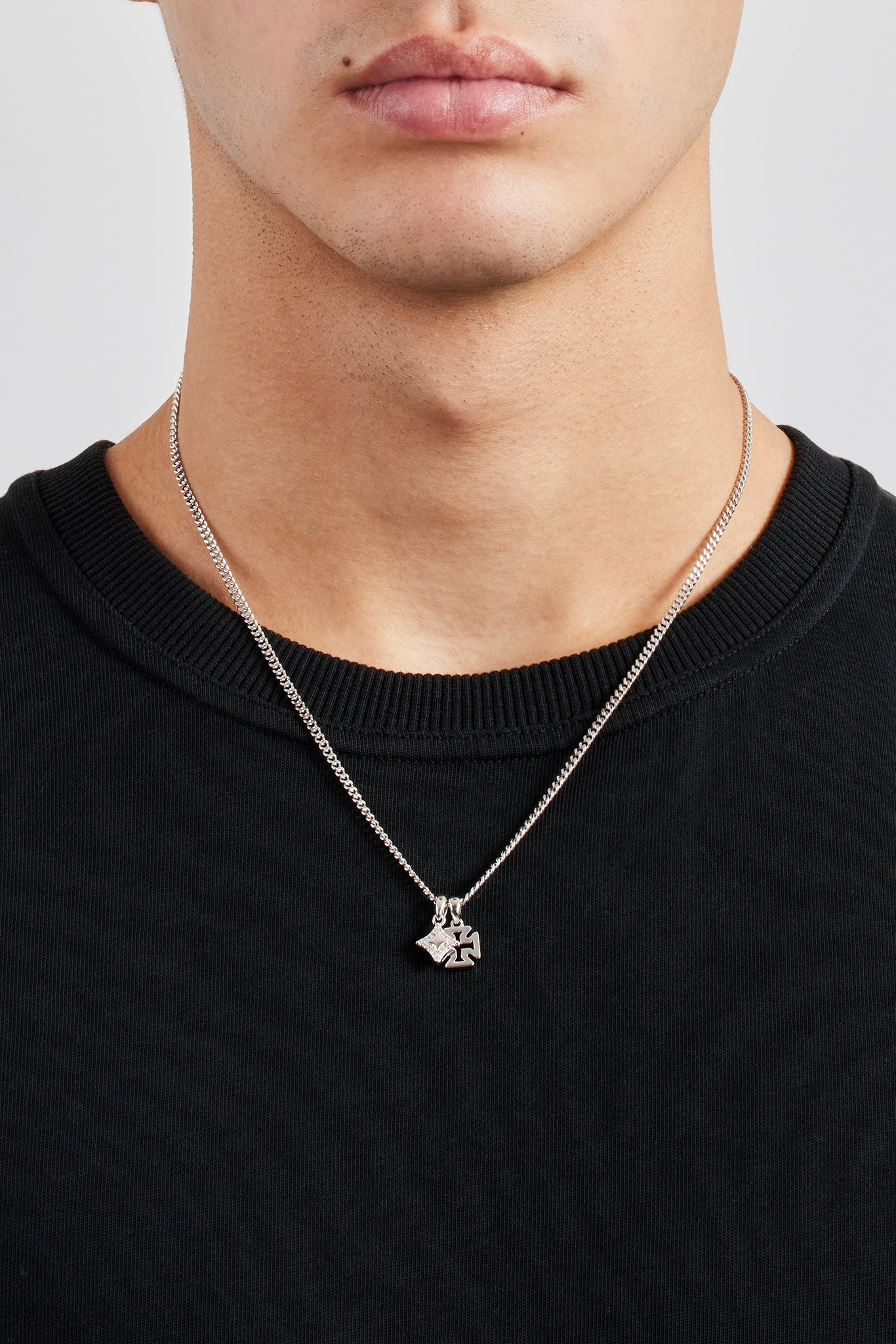 Polished Star & Cross Necklace - 10mm