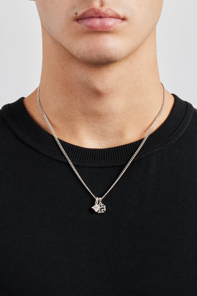 Polished Star & Cross Necklace - 10mm